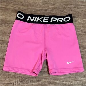 Nike Pro Bright Pink Shorts with Black Waistband